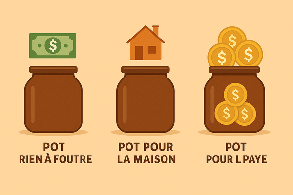 concept de système d'argent hors script avec des pots