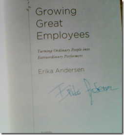 Autographe de Erika Andersen