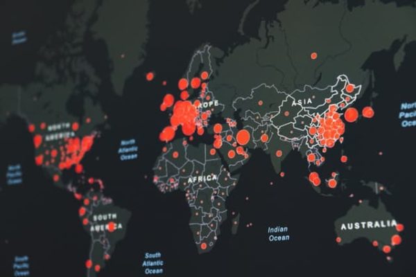 Graphique montrant la répartition de la pandémie de Covid dans le monde